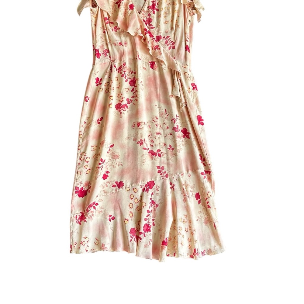 GERARD DAREL WOMANS SILK FLORAL PINK MIDI DRESS SIDED ZIPPER SZ 8.5 US - Picture 2 of 12